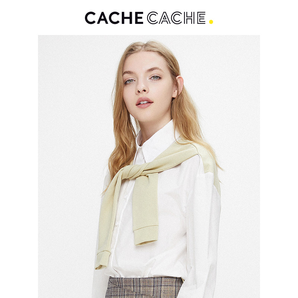 CacheCache2019秋新款假学生少女感chic两件海军风披肩白衬衫女潮