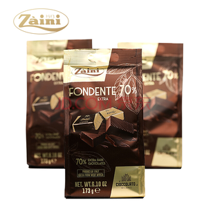 意大利原装进口 Zaini赞恩尼70%可可脂黑巧克力块173g分享装