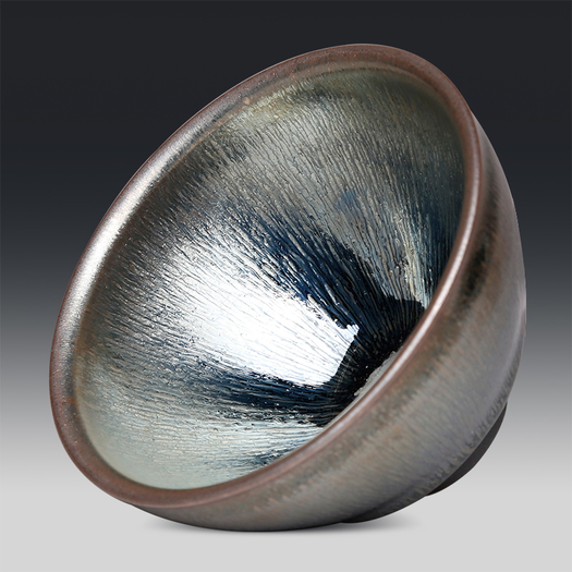 道诣堂 建盏银兔毫盏手工原矿铁胎银毫精品茶杯建阳陶瓷主人杯