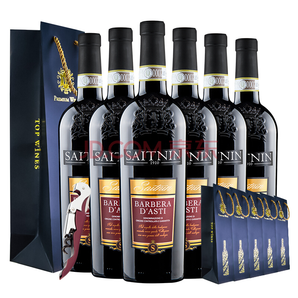 意大利原瓶原装进口 DOCG等级红酒 圣宁巴贝拉干红葡萄酒 整箱六支配礼袋套装750ml*6338元