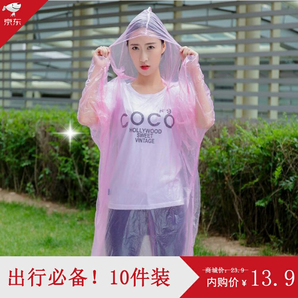 成人透明加厚一次性连体徒步雨衣 10件装