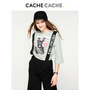 CacheCache女款时尚韩系chic潮流 七分袖T恤