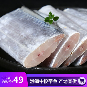 新鲜冷冻刀鱼段生鲜 鱼类海鲜烧烤火锅食材 3袋*500g