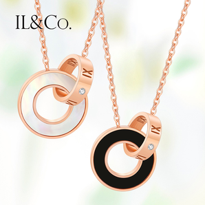 日本独立设计师珠宝品牌！IL&Co 玫瑰金色钻石罗马项链（主钻0.8分 附GIC证书）