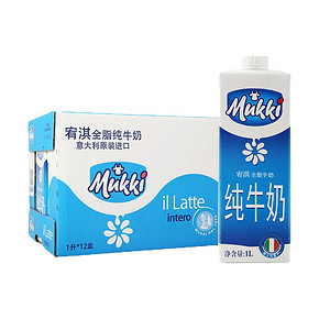 88VIP：Mukki 宥淇 全脂高钙牛奶 1L*12盒 