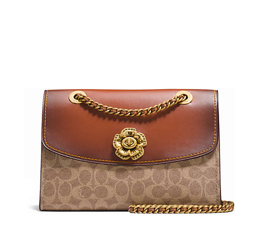coach parker in colorblock复古山茶花单肩包