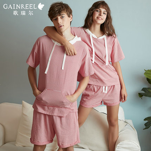 歌瑞尔情侣睡衣休闲可外穿男女短袖家居服两件套装HRS19037