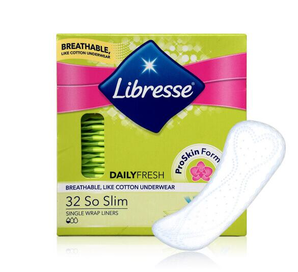 PLUS会员： Libresse 薇尔 纯棉卫生巾护垫 无香型 150mm*32片
