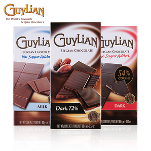 10点限前500件，GuyLian 吉利莲 72%可可含量黑巧克力 100g*2件新低29元包邮（拍2件,5款可选）