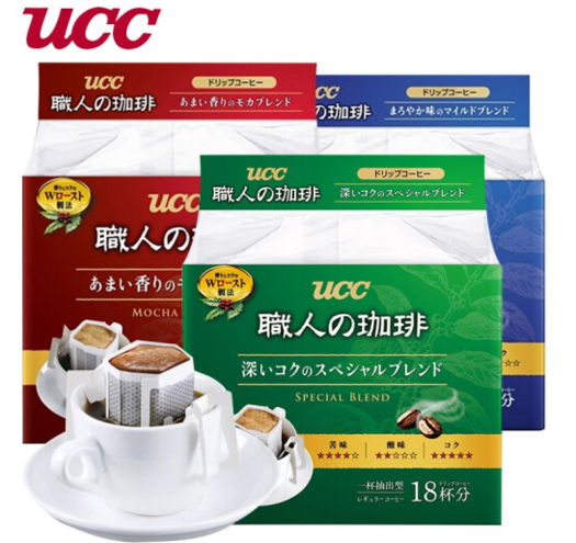 Ucc 悠诗诗滴滤式职人挂耳咖啡粉7g 18杯圆润柔和 蓝 没得比