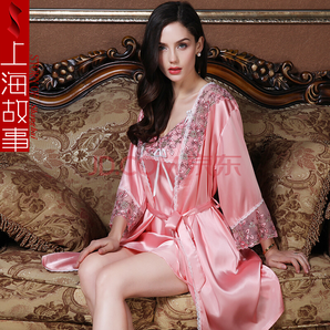 上海故事 真丝绸吊带性感睡衣新品两件套