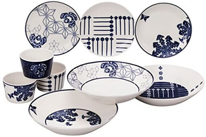 Narumi 鸣海 Kioi纪尾井系列 日式陶瓷汤盘面碗汤盅9件套装 41683-33423   含税到手约￥515