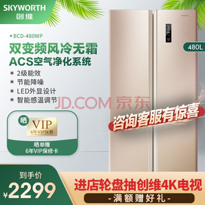 Skyworth 创维 BCD-480WP 478升 对开门冰箱 