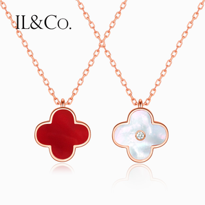 0点开始，日本独立设计师珠宝品牌 IL&Co 双面四叶草锁骨链 主钻0.6分 附GIC证书99元包邮（双重优惠）