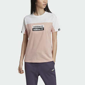 adidas 阿迪达斯 3-Stripes 粉色拼接女士T恤