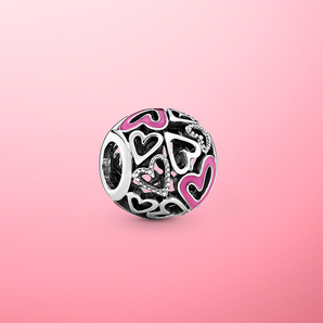 Pandora 潘多拉 798677C01 粉色镂空手绘爱心串饰925银 188元包邮