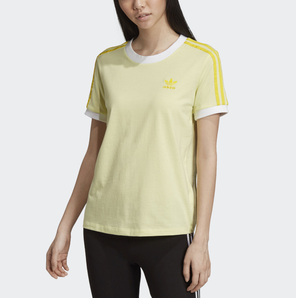 adidas 阿迪达斯 滑板系列 女款黄色三条杠T恤
