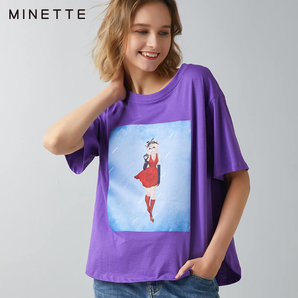  minette 30219001194 女士圆领插画猫咪T恤 39元包邮（需用券）