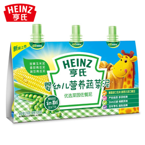 Heinz 亨氏 婴幼儿营养蔬菜泥优选菜园 72g*3袋+清儿润果泥套装 78g*3袋 *3件 93.44元包邮（合5元/袋）