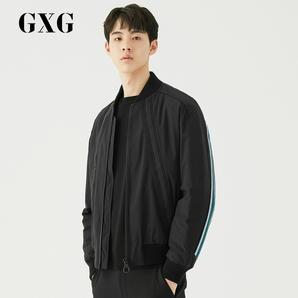 GXG GA121775G 织带拼接黑色夹克外套 259元包邮（需用券）
