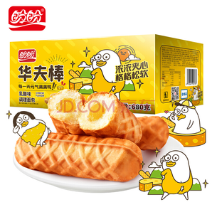 盼盼&小刘鸭 手撕华夫面包棒 乳酪夹心蛋糕早餐休闲零食680g