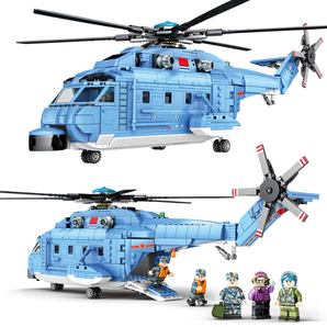 森宝积木正版授权山东舰舰载直18通用直升机拼装益智玩具军事积木模型玩具