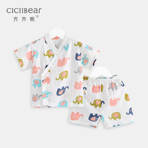1日0点、61预告： CICIIBEAR 齐齐熊 QQ4370 儿童纱布纯棉套装 29元包邮（前15分钟）