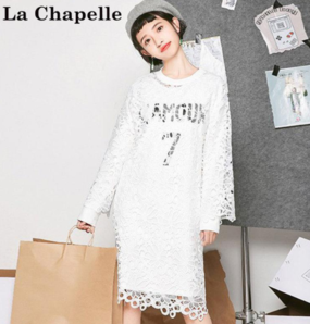 La Chapelle 拉夏贝尔 镂空蕾丝连衣裙套装