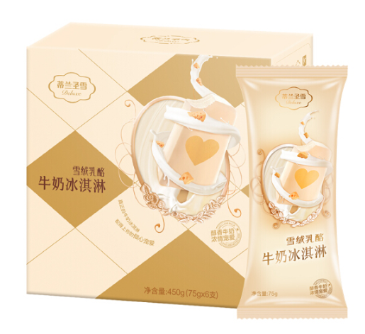 蒙牛 蒂兰圣雪 雪绒乳酪牛奶 冰淇淋 75g*6支
