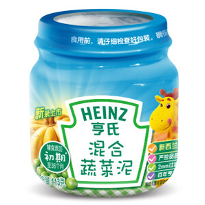 Heinz 亨氏 婴幼儿蔬果泥 113g 混合蔬菜味 *6件 33.1元（需用券，合5.52元/件）