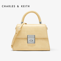 CHARLES&KEITH 女士黄色锁扣饰压纹小号手提包CK2-50781127Y