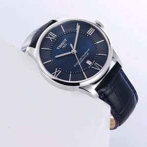 瑞士天梭(TISSOT)手表杜鲁尔系列时尚自动机械男士手表 蓝盘皮带 T099.407.16.048.00