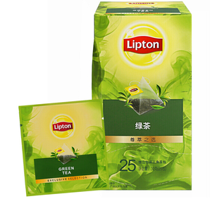 PLUS会员！Lipton 立顿 绿茶 原叶三角茶包 1.2g*25