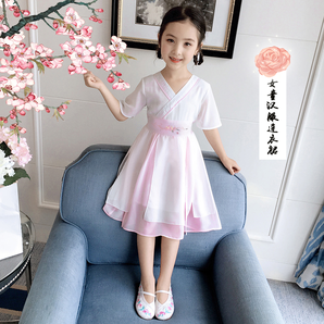  TTZ 女童中国风汉服连衣裙 39.9元包邮（需用券）