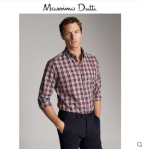 再降价： Massimo Dutti 00127143605 男士装格纹衬衫 120元包邮