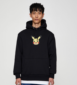 PULL&BEAR 09596846 皮卡丘刺绣 男士连帽运动衫