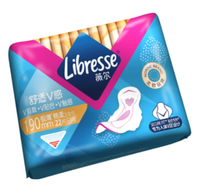 PLUS会员： Libresse 薇尔 舒适V感系列 超薄防漏棉柔卫生巾 (190mm*22p)