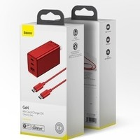 Baseus 倍思 GaN氮化镓充电器 65W（2C1A）+ 100W Type-C数据线 红色特别版套装