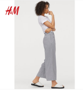 H&M 0736090 女士高腰九分阔腿裤