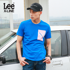 Lee L319211RF8MD 男士圆领蓝色短袖T恤 94元（需用券）