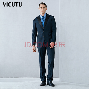 威可多VICUTU男士套装西服上装 VBS15112241 蓝色格纹 185/104B