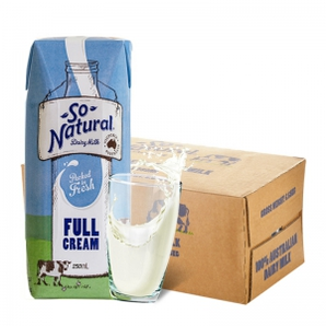 88VIP！澳洲原装进口！澳伯顿 So Natural 全脂纯牛奶 250ml*24盒 
