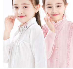 柚朵 女童衬衫春装小女孩白衬 樱桃-粉色 29元