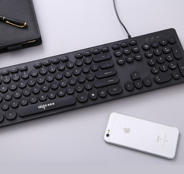 aigo爱国者复古朋克圆键帽有线键盘w916a