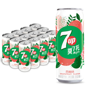 PLUS会员！7-Up 七喜可乐 莫七托细长罐 西柚味 汽水 330ml*12罐
