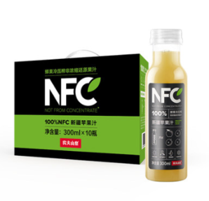 88VIP！25日0点！ 农夫山泉100%NFC新疆苹果汁饮料果蔬汁300ml*10瓶