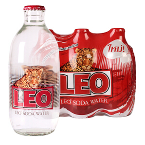 泰国进口！LEO 力欧 气泡水苏打水 无糖0卡 组合装玻璃瓶 325ml*6瓶