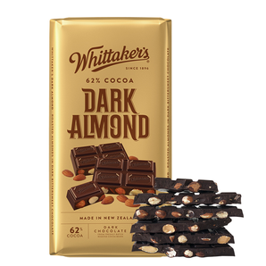 送礼佳品： Whittaker's 惠特克 牛奶巧克力坚果扁桃仁黑巧62%可可脂 200g 29.9元包邮（需用券）