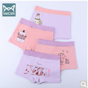 MiiOW 猫人 女童精梳棉内裤 4条装 *2件 49.8元包邮（需用券，合24.9元/件）