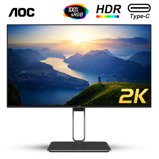 aoc冠捷q27u2d27英寸ips显示器2khdr40091p3色域65wtypec2099元包邮